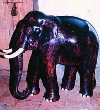 Wooden elephant carved by P. Krishnankutty Menon Wooden elephant carved by P. Krishnankutty Menon