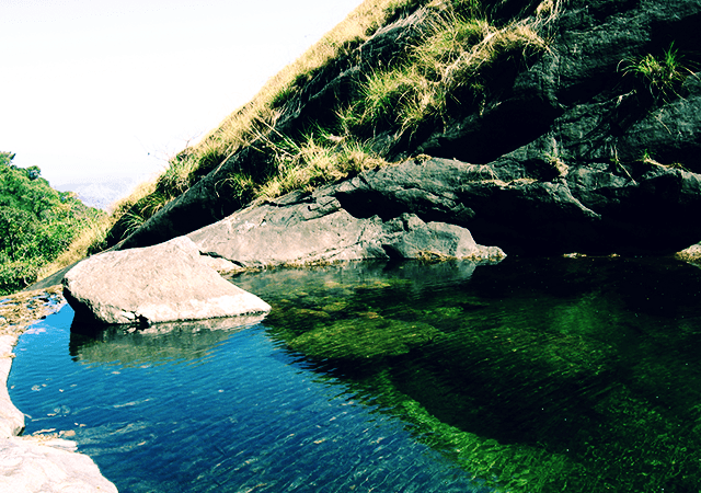 Shallow Water Pool on Top of Olichuchattam Falls Shallow Water Pool on Top of Olichuchattam Falls