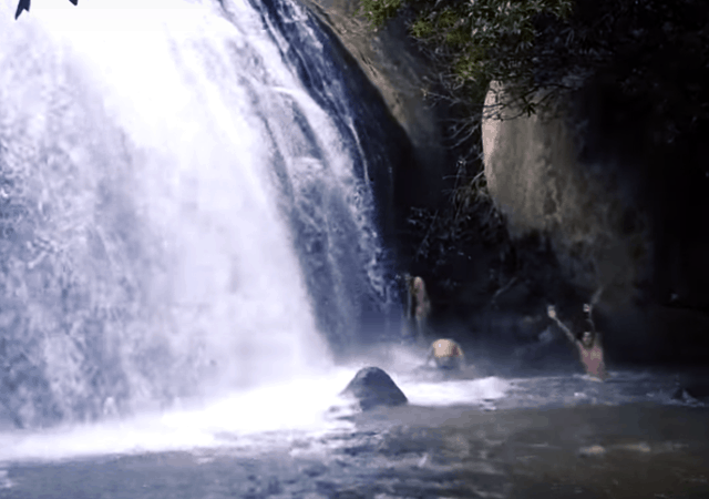 Travelers playing in Anayadikuthu Waterfall Travelers playing in Anayadikuthu Waterfall