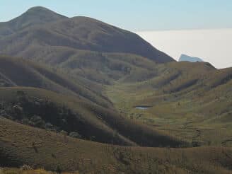 Meesapulimala peak misty mountain view