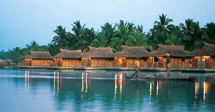 Backwater resort in Kerala with calm lake views in February