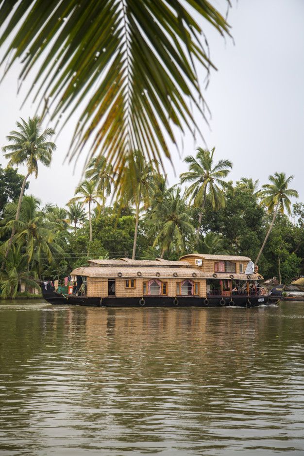 Traditional Kerala kettuvallam houseboat