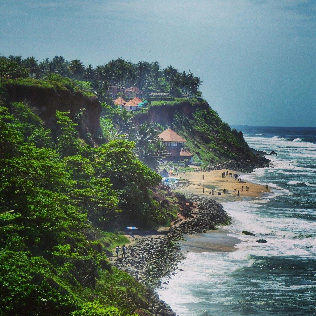Varkala beach cliff view Kerala summer