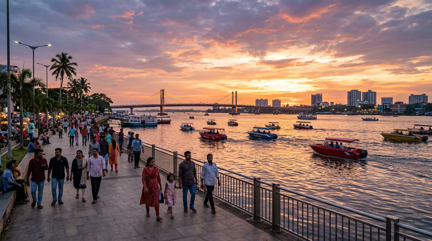 Sunset Waterfront Walk at Marine Drive